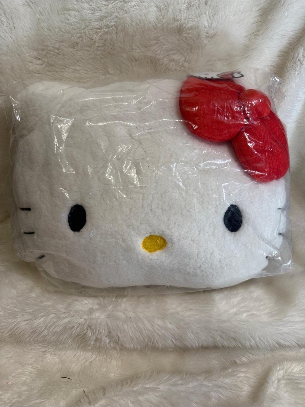 Hello Kitty Sherpa Pillow Cushion New Sealed Sanrio Plush Decor